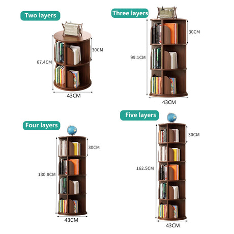 HRTLSS 360° Rotating Solid Wood Bookshelf - Space-Saving Multifunctional Corner Storage Solution HRTLSS