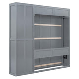 Harper & Bright Designs Queen Size Murphy Bed, Wooden Wall Bed with Shelves, Gray Harper & Bright Designs