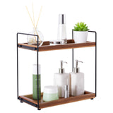 Bathroom Counter Organizer Countertop Storage - 2 Tier Bathroom Countertop Organizers Coffee Bar Organization Acacia Wood Counter Top Organizer Kitchen Spice Rack Vanity Shelf Toilet Vanity Organizers NICEPRING