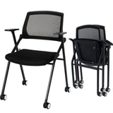 VACYOVKE Folding Conference Room Chairs Set of 2 Black Guest Reception Chair for Office, Waiting Room, Meeting, Lobby, Church VACYOVKE