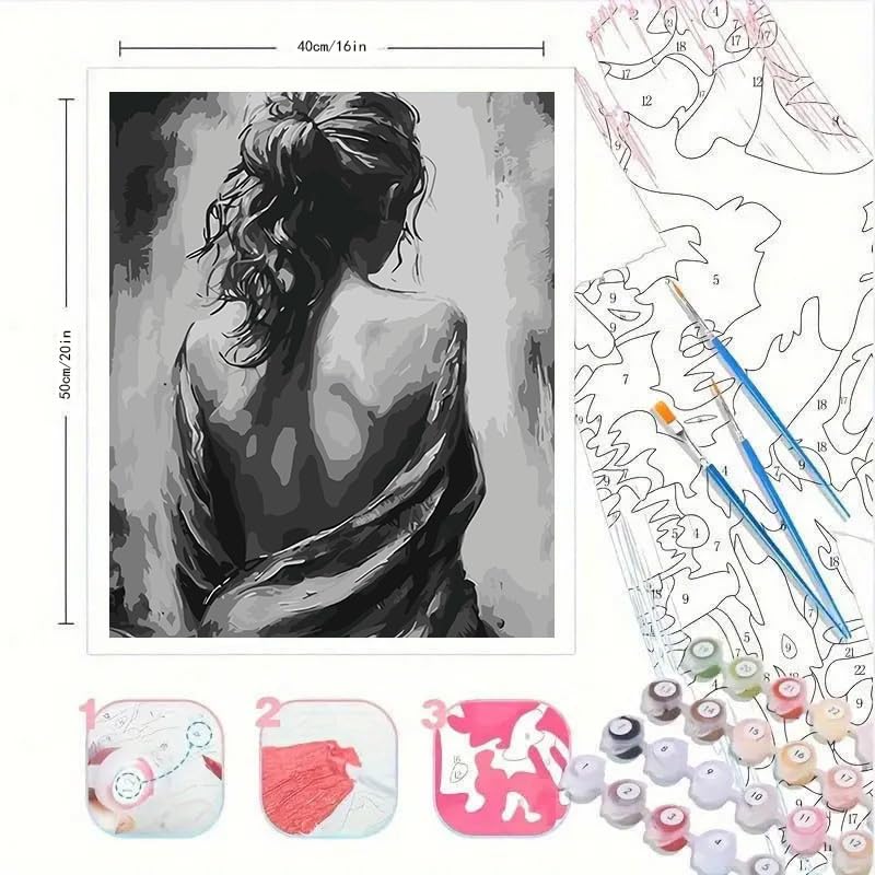 Easy Paint by Numbers Kit for Adults Beginner, People Adult Paint by Number Kits on Canvas, DIY Painting with Numbers for Adults, Acrylic Simple Oil Paints by Number Kits for Home Wall Decor 16x20 In BYGFHLYW