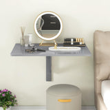 IFANNY Wall Mounted Folding Desk, Fold Down Desk Drop Leaf Table, Laundry Folding Table, Wood Floating Desk for Wall, Foldable Computer Desk Wall Mount, Wall Desks for Small Spaces (Gray) IFANNY