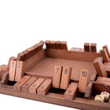 Shut The Box Game Wooden 4 Player, Classic Board Game for Kids & Adults, Educational Math Learning Toy, Table Dice Game for The Party Family or Bar - 12 Inch with 8 Dice WOOD CITY