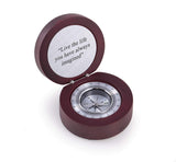 Custom Personalized Compass in Rosewood Finished, Hinged Box with Aluminum Plate and Accents. Bey-Berk
