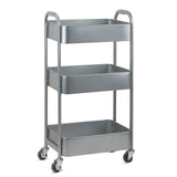 3-Tier Kitchen Cart Multifunctional Rolling Utility Cart with Lockable Wheels，Storage Craft Art Cart Trolley Organizer Serving Cart Easy Assembly for Office, Bathroom, Kitchen, Classroom（silvery-grey） MAX Houser