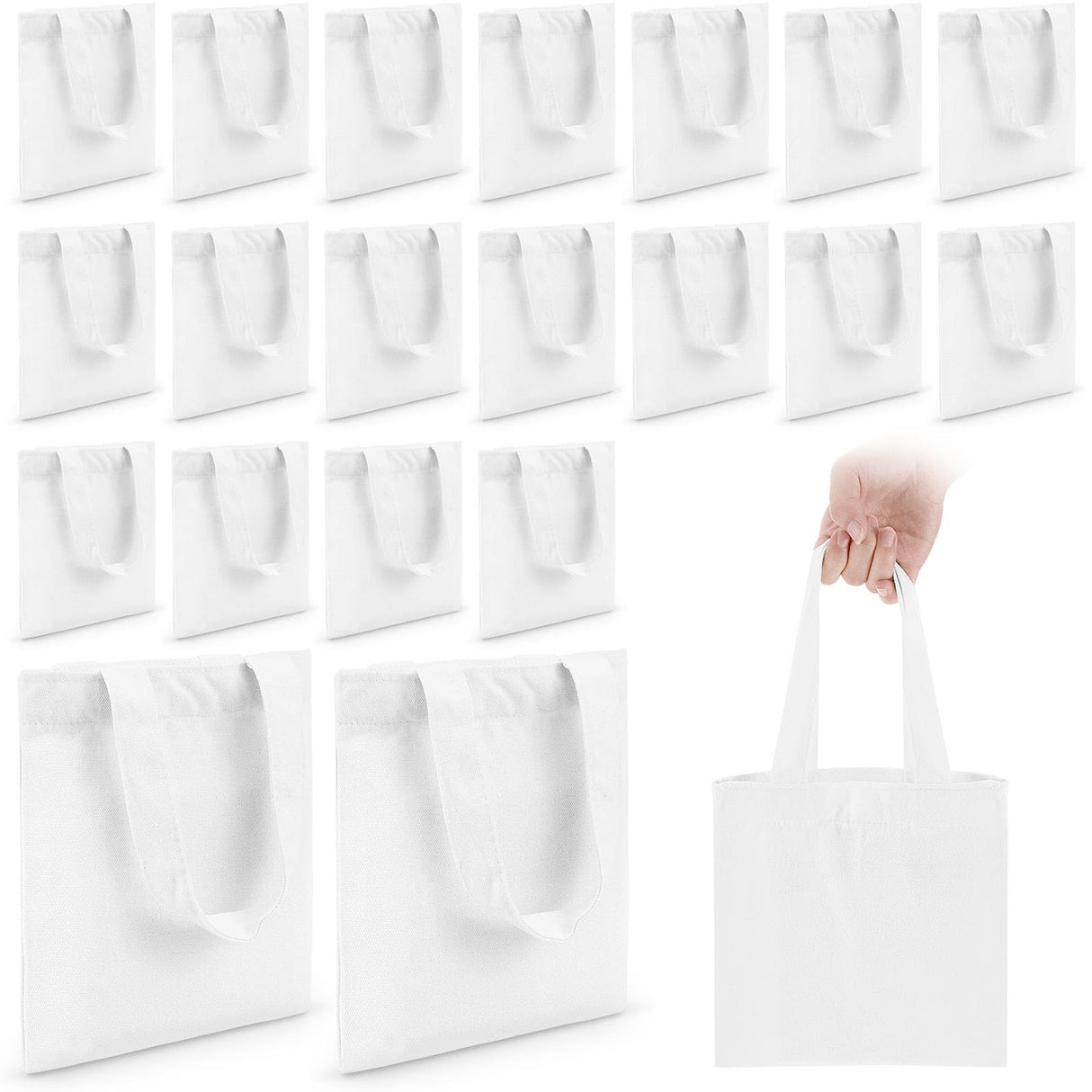 Amylove Mini Tote Bag Sublimation Blank Canvas Tote Bags Reusable Grocery Bags DIY Sack Goody Bag for Party Event Bag(8.5 x 8 Inch,White,24 Pcs) Amylove