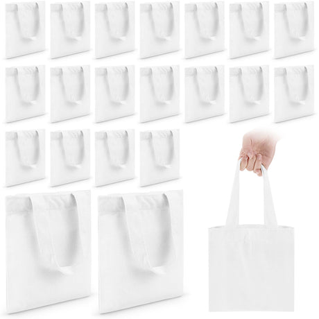 Amylove Mini Tote Bag Sublimation Blank Canvas Tote Bags Reusable Grocery Bags DIY Sack Goody Bag for Party Event Bag(8.5 x 8 Inch,White,24 Pcs) Amylove