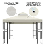 Sumfaller 10x10 FT Gazebo Replacement Canopy Top Cover Double Tiered Canopy Top Cover for Patio Garden Outdoor BBQ Roof Cover Grill Shelter (Beige) WoodArtSupply