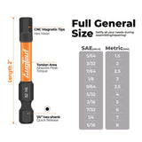 toolant Impact Hex Head Allen Wrench Drill Bit Set 20pcs (Metric&SAE), 1/4” Hex-Shank S2 Steel Hex Bits Set, CNC Machined Tips with Magnetism, 2” Long with Storage Box toolant