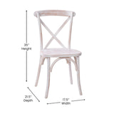 Merrick Lane Bardstown Bistro Style Wooden Dining Chair - Lime Wash - High X-Back Merrick Lane