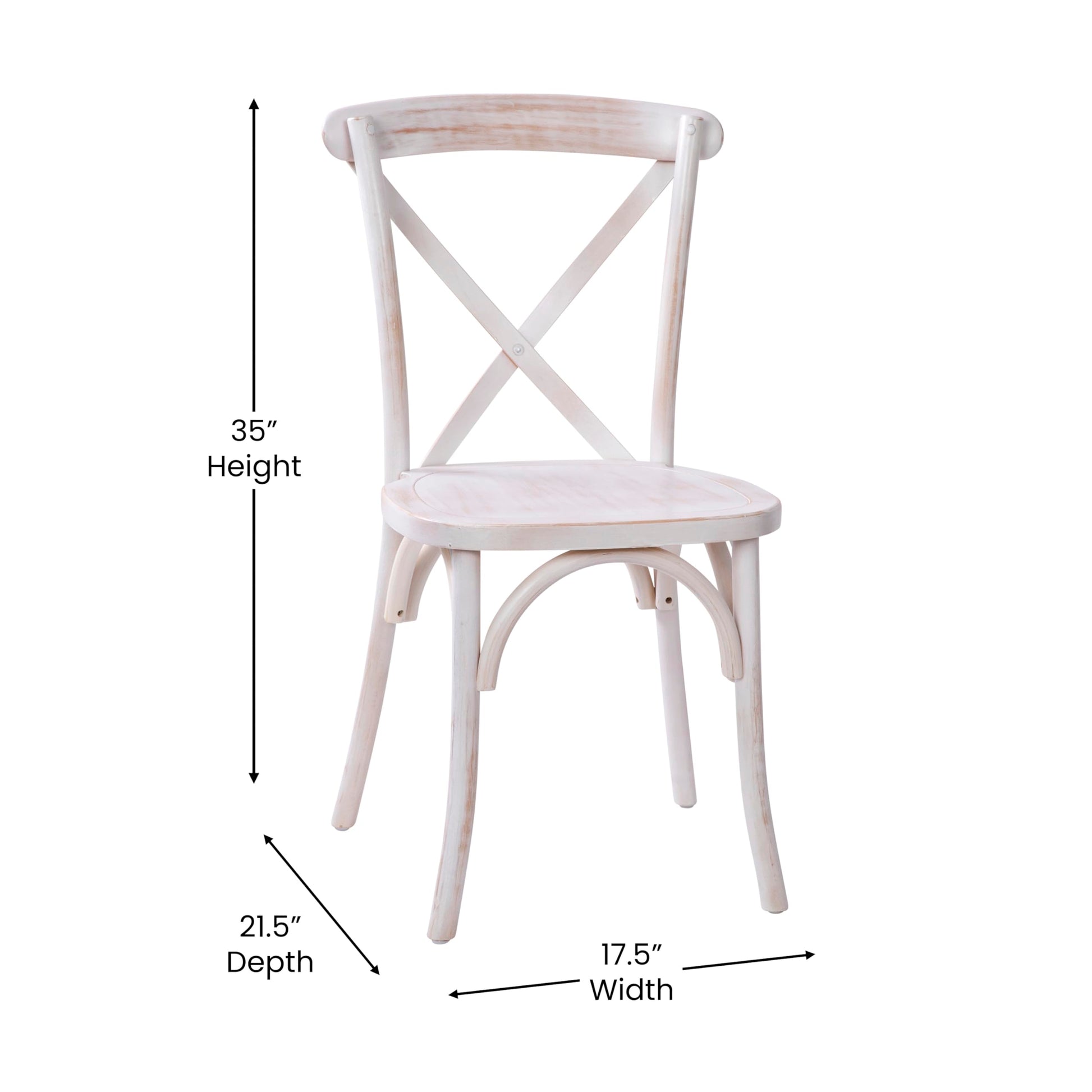 Merrick Lane Bardstown Bistro Style Wooden Dining Chair - Lime Wash - High X-Back - WoodArtSupply