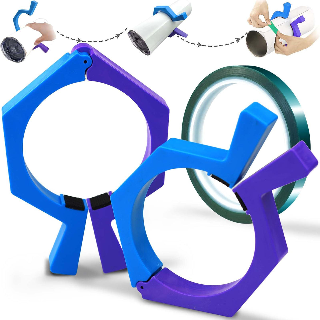 Pinching Tool for Sublimation Tumblers, Pinch Perfect Clamp Grip for 20 23 30 Cup, Pincher for Wrapping Heat Press Paper Cinch Tools, Sub Blanks Tumblers Accessories Holder (Purple Blue2 Pack) ThingsBag