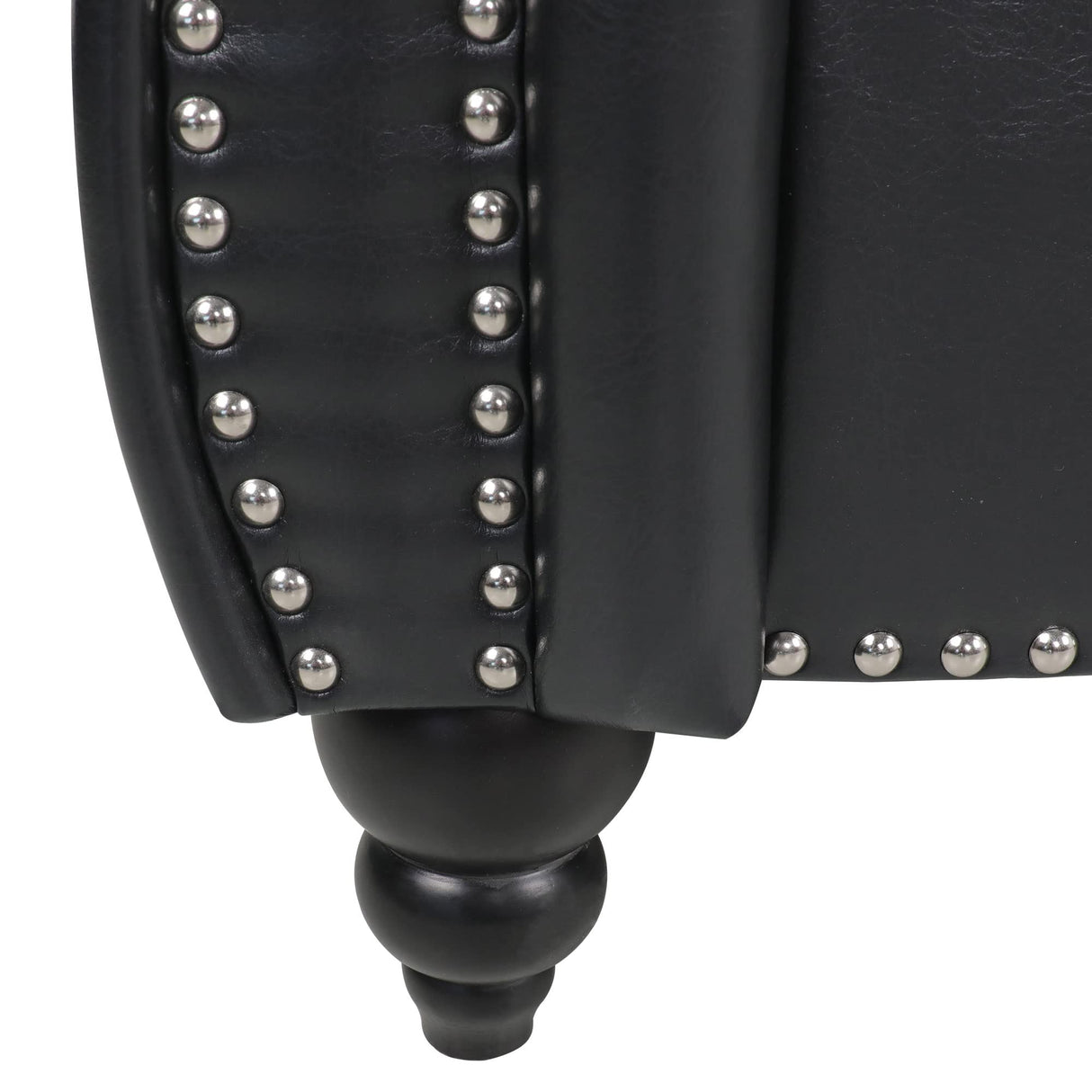 RARZOE Modern 3 Seater PU Chesterfield Sofa, Upholstered Tufted Button Leather Chesterfield Couch, Classic Faux Leather Settee with Nailhead Trim Scroll Arms for Living Room Bedroom(Black) RARZOE