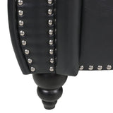 Chesterfield Loveseat, Modern Leather Sofa Tufted Couch 2 Seater with Rolled Arms and Nailhead for Living Room, Bedroom, Office, Apartment (Black) ORRD