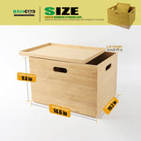 BAMOTTO Lidded Bamboo Storage Bins & Box/Cube/Basket, Home Kitchen and Office Storage Boxes with Handles & Stackable for Organizer Tableware, Crafts, Office Shelf Books, Large, 14.6”x10.2”x9.6” BAMOTTO CRAFTBAMBOO
