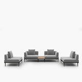 Acanva Modular Outdoor Patio Sectional Sofa, All-Weather Free Combination L-Shaped Balcony Couch with Side Table, Grey, 4 Seater + 1 Side Table Acanva