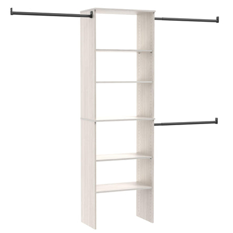 ClosetMaid SuiteSymphony Wood Closet Organizer Kit with Tower, (3) Hang Rods, (5) Shelves (2-Adjustable), Fits Spaces 5-10 ft. Wide, White Timber ClosetMaid