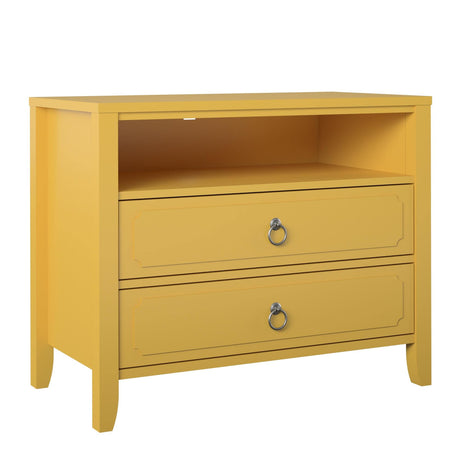 Novogratz Her Majesty 2 Drawer Nightstand, Mustard Yellow Novogratz