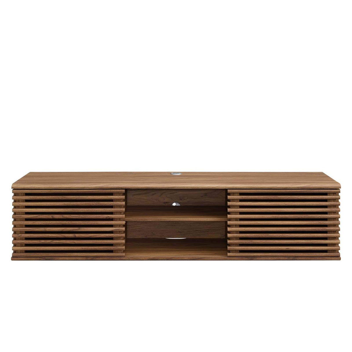 Modway Render 60" Mid-Century Modern Wall Mount Media Console TV Stand, 60 Inch, Walnut Modway