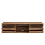 Modway Render 60" Mid-Century Modern Wall Mount Media Console TV Stand, 60 Inch, Walnut Modway