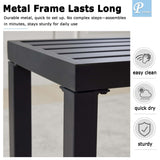Black Outdoor Bench, Outdoor Metal Backless Bench, 46" Patio Garden Bench for Outdoor, All Weather Outdoor Bench for Garden, Backyard, Porch, Black Puntogen