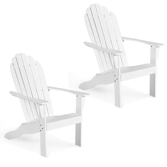 Giantex Adirondack Chair Set of 2 Acacia Wood Outdoor Chairs with 350 lbs Weight Capacity, Lounge Chair Armchair for Yard, Patio, Garden, Poolside, Balcony, Deck Fire Pit Chairs, White