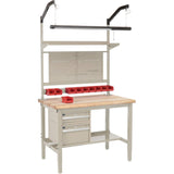 Global Industrial 48"W x 36"D Workbench, 1-3/4" Thick Maple Top Safety Edge Complete Bench, Tan Global Industrial