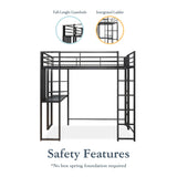 DHP Abode Full Size Metal Loft Bed, Black DHP