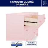 GAP babyGap Legacy 6 Drawer Dresser with Interlocking Drawers - Greenguard Gold Certified, Blush Pink/Dark Pink Delta Children