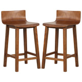 COSTWAY Solid Wood Bar Stools Set of 2, 24.5-inch Counter Height Chairs with Low Back and Footrest, Farmhouse Wooden Armless barstools for Kitchen Island, Dining Room, Cafe, Breakfast, Brown COSTWAY