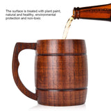 Wooden Beer Mug, Handmade Beer Mug 12oz (400 ml) Natural Solid Wood Drinking Cup Tea Cup for Beer, Coffee, Hot Drinks, Milk, Wine Wooden Tankard Gift Barrel HERCHR