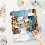 Winter Village Paint by Numbers Kit for Adults - DIY Snowy Houses and Street Scene Painting on Canvas 16x20 Inch, Acrylic Paint Set, Suitable for Beginners, Art for Home Decoration or Gifts DecorFriday