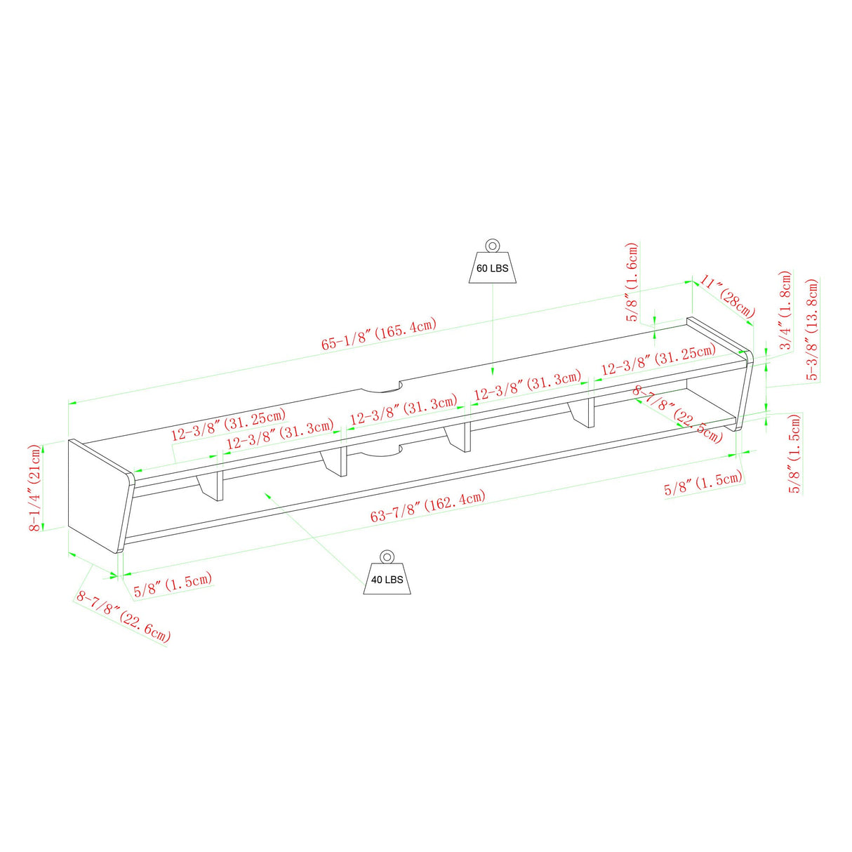 Walker Edison Zee Modern Floating Mounted Minimalist Stand for TVs up to 70 Inches, 65 Inch, Solid Black Walker Edison