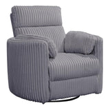 Pemberly Row Contemporary Fabric Swivel Glider Recliner in Gray with USB Charging Ports and 2 Comfort Pillows for Living Room Pemberly Row