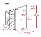 Arrow Yardsaver 4' x 10' Galvanized Steel Outdoor Storage Shed with Sloped Roof and Double-Door Entry, UV-Resistant Steel Floorless Compact Storage Shed, Charcoal Arrow