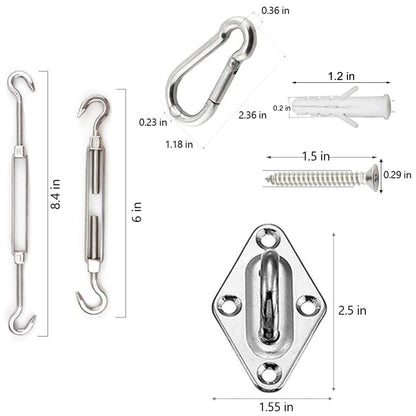 YOFIT Shade Sail Hardware Kit 6 inch for Triangle Rectangle Sun Shade Sail Installation, 304 Grade Stainless for Garden Outdoors, 80 Pcs - WoodArtSupply