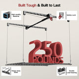 Overhead Garage Storage Rack, Heavy-duty 4x4 FT Ceiling Storage Racks with Safety Lock, Ideal for Garage Storage Mounted Lift System and Storage Organizer, 250lbs Capacity KOKORACKER