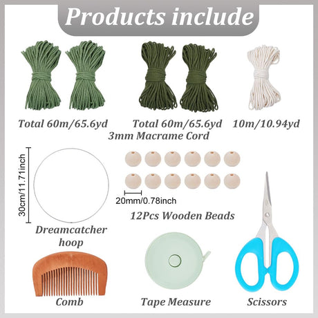 ACRNIGHEET DIY Macrame Kit for Adults Beginners Handmade Green Leaves Tree of Life DIY Boho Macrame Wall Hanging Ornaments with Macrame Supplies Macrame Wall Hanging Kit for Home Decor ACRNIGHEET