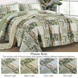 WONGS BEDDING Quilt Set Queen Size Green, 3 Pieces Patchwork Plaid Bedspread Coverlet Set, Floral Soft Microfiber Bedding Set for All Season(96"×90“) WONGS BEDDING