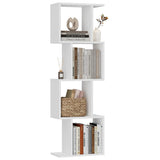 Homhedy 4-Tier Bookshelf, S-Shaped Geometric Bookcase, Modern Display Standing Shelf Unit for Living Room, Bedroom, Free Standing Storage Rack for Home Office, White Homhedy