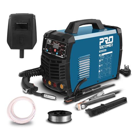 Prostormer Welding Machine, MIG/TIG/MMA 3 in 1 Multifunctional Welder with Digital Display, Electrode Holder, Earth Clamp, Input Power Adapter Cable and Brush Prostormer