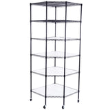 Bonnlo 6-Tier Rolling Heavy Duty Commercial Polygonal Corner Shelf Wire Shelving Unit Adjustable Storage Rack Free Standing Garage with 5 Wheels 26 4/5" L x 26 4/5" W x 71" H Inches (Black) Bonnlo
