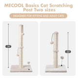 MECOOL 34” Tall Cat Scratching Post Premium Basics Kitten Scratcher Sisal Scratch Posts Trees with Hanging Ball for Indoor Cats, Beige MECOOL