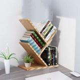 VOVCIG Tree Bookshelf 3 Shelf Desktop Organizer Y Shaped Office Storage Rack Adjustable Wood Display Shelf Small Bookshelf for Bedroom Home Office(Light Yellow) VOVCIG