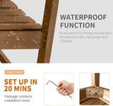 Natural Acacia Wood Outdoor Bench with Armrests – Ergonomic 2-Seater Patio Chair PayLessHere