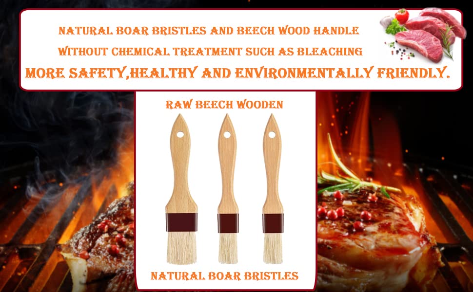 Basting Brush-Pastry Brush,Oil Brush for Cooking,Boar Bristles BBQ Brushes for Grill,Beech Wooden Handle Food Brush for Baking/Spreading Marinade/Sauce/Butter/Egg/Kitchen Baster Brushes(1.5 1 inch) NXRACSH