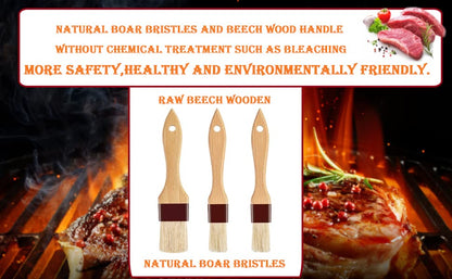 Basting Brush-Pastry Brush,Oil Brush for Cooking,Boar Bristles BBQ Brushes for Grill,Beech Wooden Handle Food Brush for Baking/Spreading Marinade/Sauce/Butter/Egg/Kitchen Baster Brushes(1.5 1 inch)