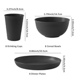 HIERYQHE 24pcs Wheat Straw Dinnerware Sets, Unbreakable Reusable Dinnerware Set for Outdoor/Kitchen, Outdoor Camping Cups Plates and Bowls Sets, Dishwasher Safe Wheat Straw Dinnerware Set for 8 HIERYQHE