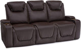 Seatcraft Vienna Home Theater Seating - Living Room - Italian Leather - Power Recline - Power Headrest - Powered Lumbar - AC USB Charging - Cup Holders - (Sofa with Fold Down Table, Brown) Seatcraft