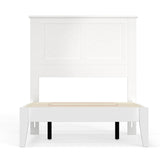 ComfIQ Serene Farmhouse Style Wood Bed in Twin Size with Chevron Scoring Headboard, Coastal Modern Design, Sturdy, Easy Assembly, Ample Underbed Storage, White Finish ComfIQ